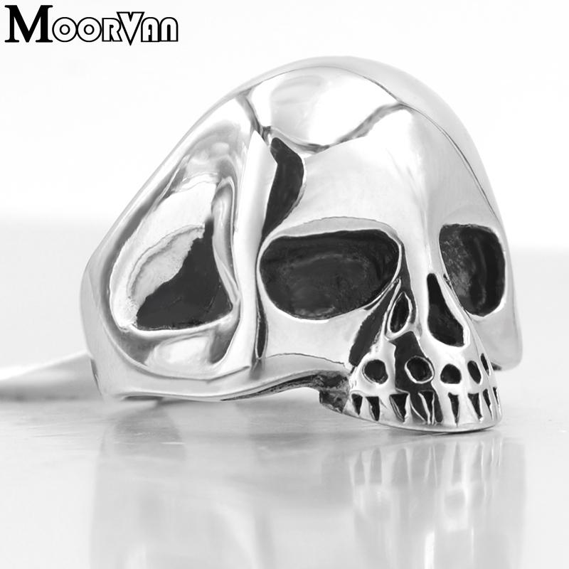 

Moorvan biker skull ring stainless steel shaven head skeleton accessories for men's party cocktail rings casual style jewelry