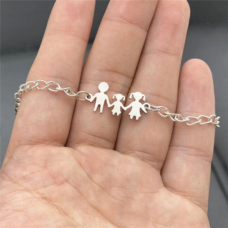 

Family Hand Bracelet Dad&Mom&Me 100% Stainless Steel Family Gift Ankle Bracelet Dainty Necklace DIY Jewelry Findings Making
