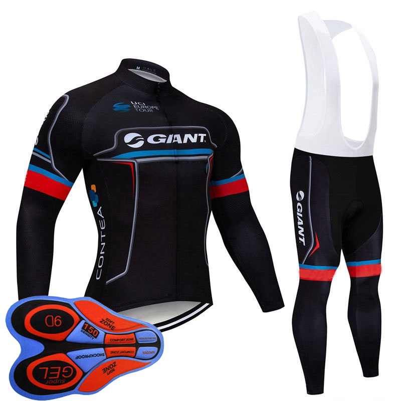 

Ropa Ciclismo 2019 GIANT team cycling jersey suit long sleeve mtb bike uniform racing clothing breathable men bicycle outfits Y101806, Black;red