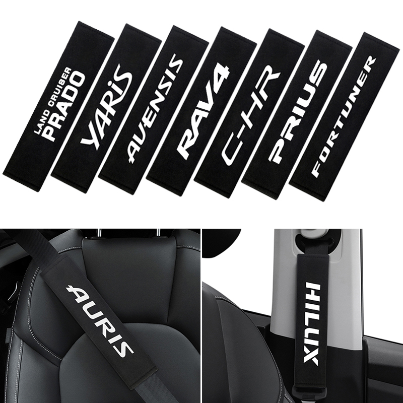 

2PCS Auto Seat Belt Cover Case for Toyota Avensis Auris Hilux Yaris Fortuner RAV4 Prius C-HR Prado Verso Car Styling Accessories