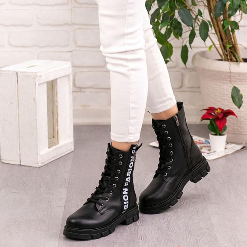 

Mike Black Female Skin Boots 2021 Winter Season Stylish, Casual and Comfortable Clothing, Insole, hand Zipper Heels Lace-Up1, As pic