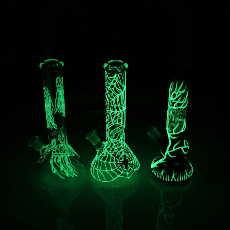 

Noctilucan spider beaker bong glass bongs oil rig dab rig water pipe tall 10'' small bong gift 14mm cone