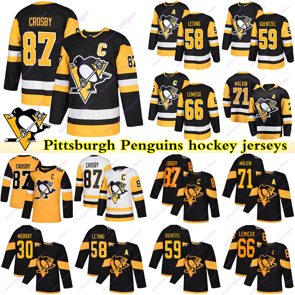 

Pittsburgh Penguins jerseys 87 Sidney Crosby 71 Evgeni Malkin 66 Lemieux 58 Letang 59 Guentzel 30 Murray Hockey jersey, Yellow