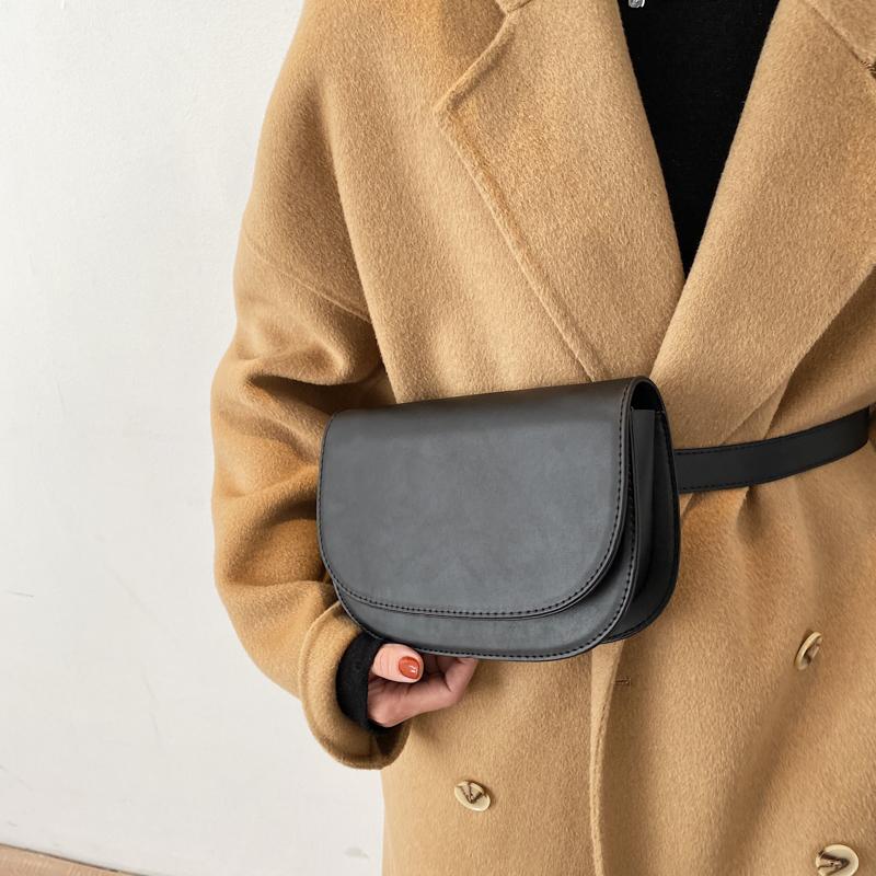

Brand Women's Waist Bag Soft PU Leather Belt Bags Designer Shoulder Messenger Chest Bag Female Fashion Fanny Pack Saddle Purse, Black