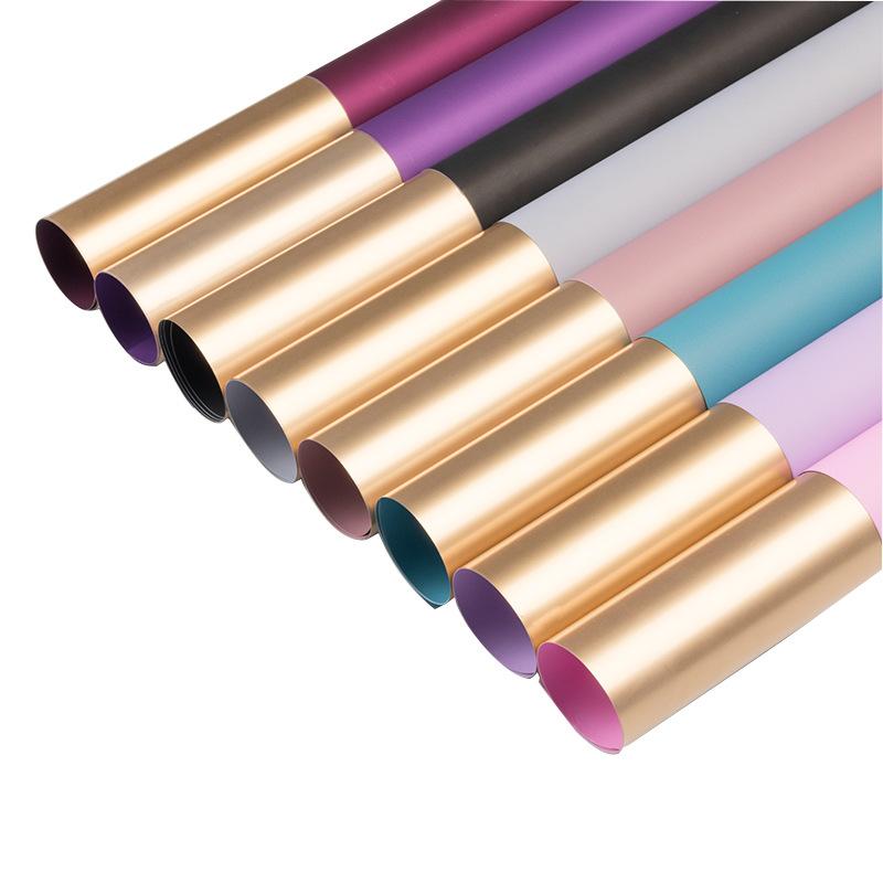 

Hot Sale Double Sided Golden Waterproof Plastic Flower Packaging Paper Valentine's Day Decorative Gift Material 20 Sheets/Pack