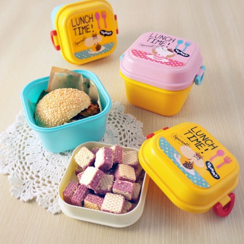 

Cartoon Healthy Plastic Box Microwave Oven Lunch Bento Boxes Food Container Dinnerware Kid Childen Lunchbox 201016