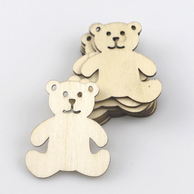 

10PCS Wooden Crafts Decoration Accessories Handmade Little Bear DIY Ornaments for Painting Scrapbooking Wedding Embellishment1