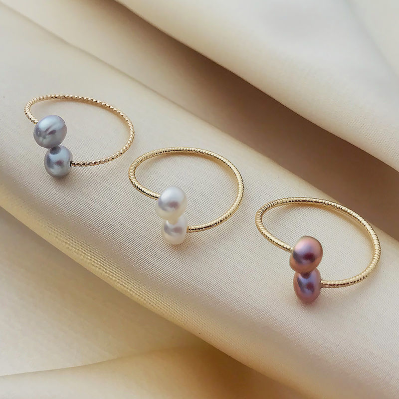

Free Size Freshwater Pearl Rings For Ladies Fashioin Gold Plated Ring For Women
