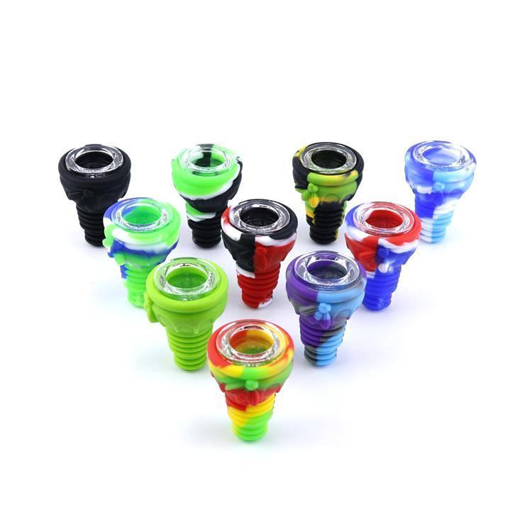 

wholesale 14mm glass plus Silicone Bowl Smoking Male Unbreakable Bowls For Water Pipe accessories