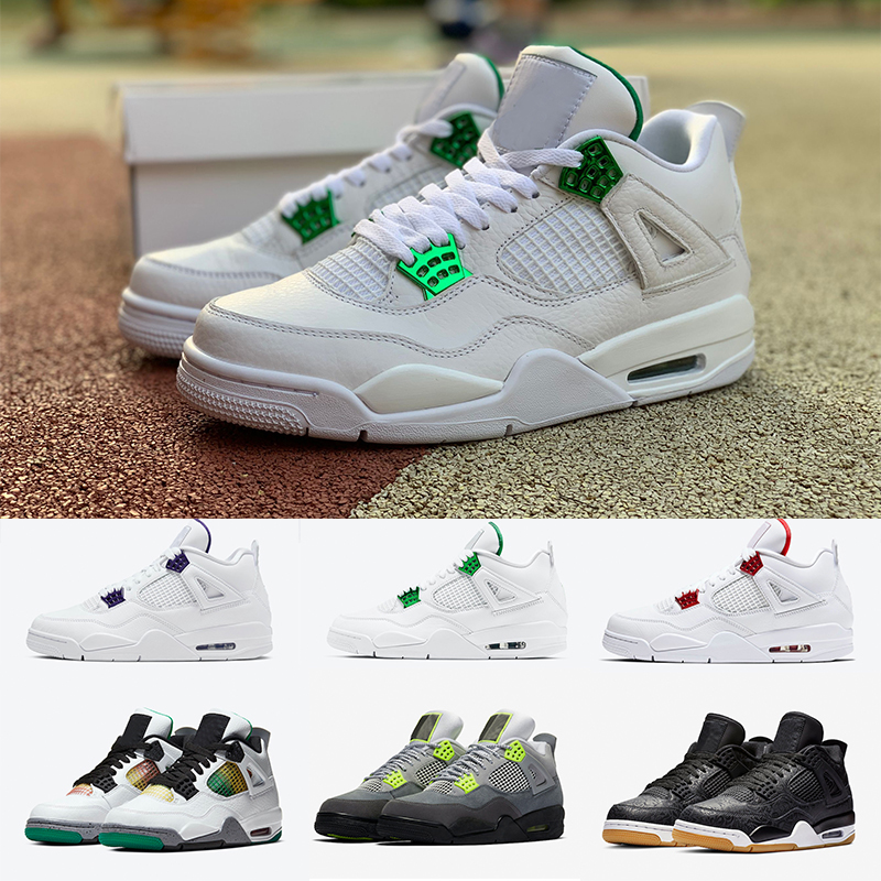 

WITH BOX) RASTA RED PURPLE METALLIC 4 4s Basketball Shoes NEON What The DO THE RIGHT THING BRED Basketball Shoes Men Sports Sne
