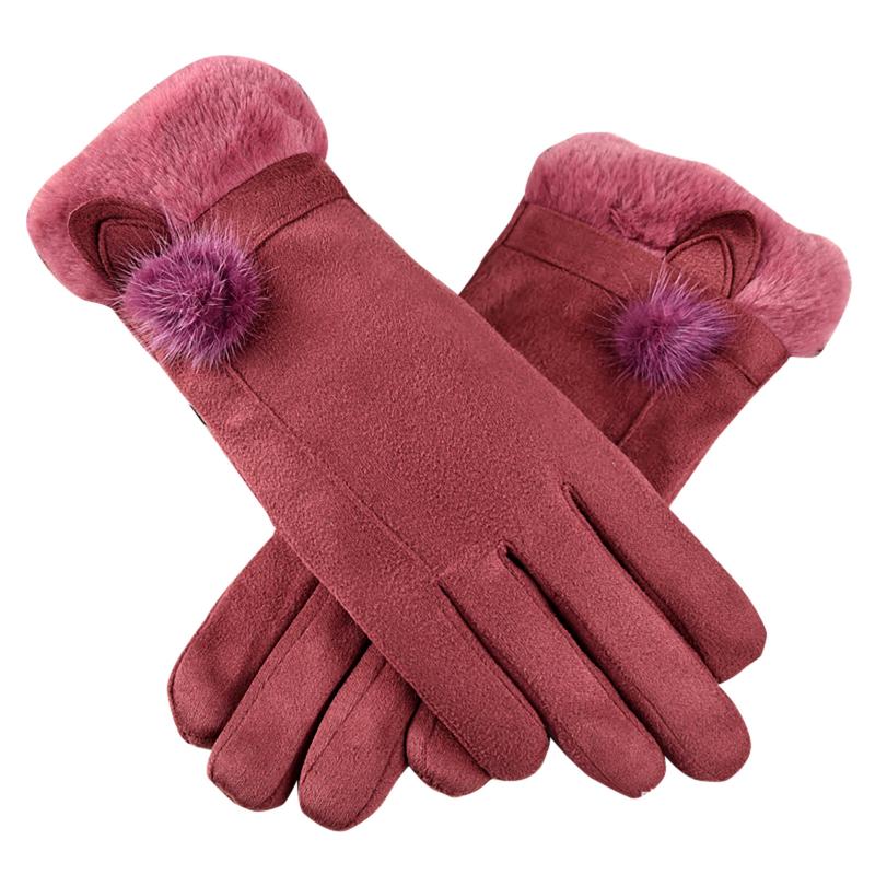 

Women's Suede Gloves Warm Winter Gloves With Touch Screen Index Finger Women's Outdoor Windproof Guantes De Invierno L3