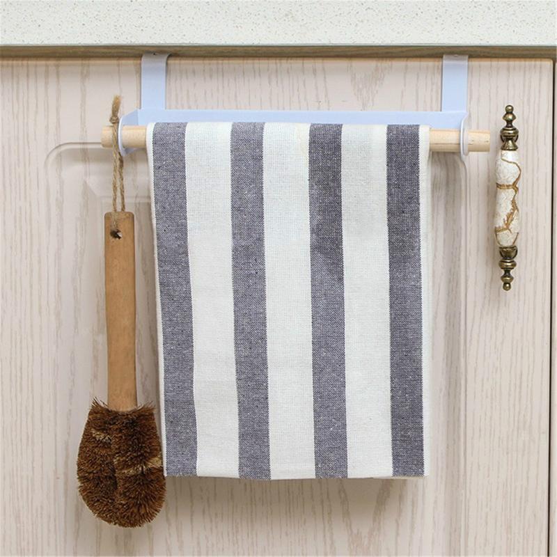 

Wall Mounted Paper Towel Holder Closet Door Back Hanging Rack Towel Cleaning Cloth Organizer Bar Kitchen Bathroom Accessories1
