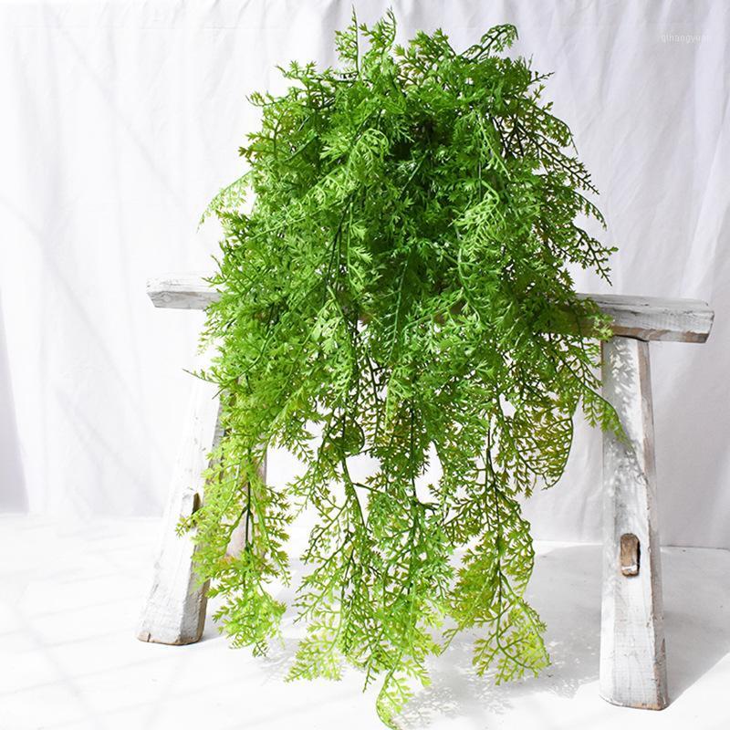 

80cm wall hanging Persian fern rattan vine plastic greenery artificial plant plastic flower for home decoration1, Sky blue