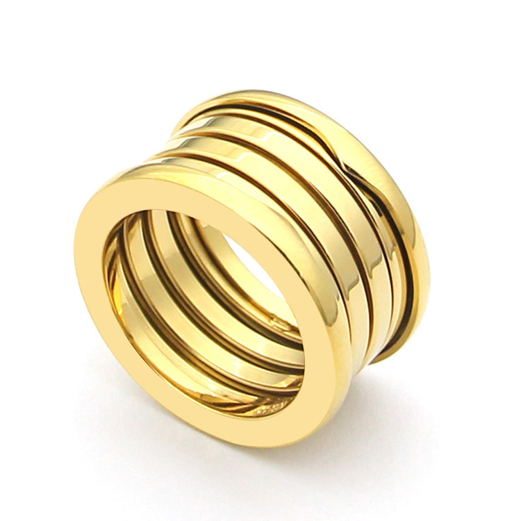 Fashion Classic Ring Spring Ring men and women party wedding gift stainless steel ring 18K gold plated couple wide ring gift ring