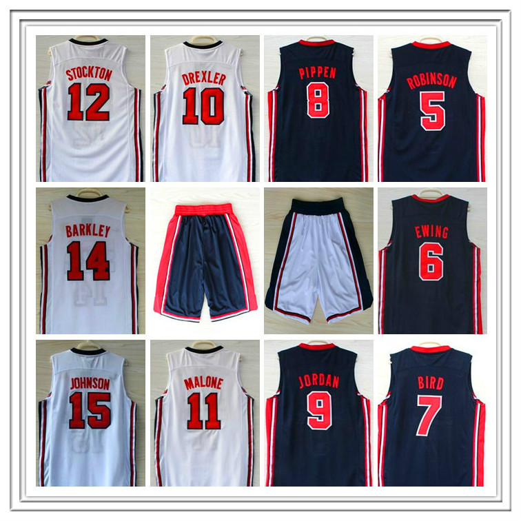 

1992 Dream Jersey Robinson Ewing Bird Pippen Drexler Malone STOCKTON JOHNSON BARKELY Michael Basketball
