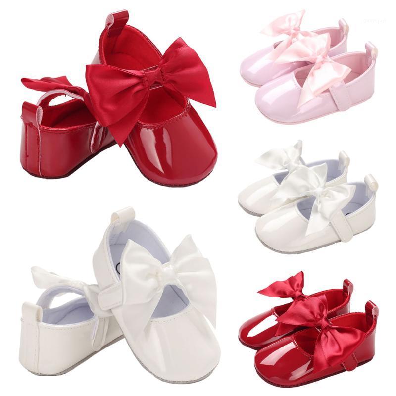 

Baby Girl Soild Color PU Bow Princess Shoes First Walkers Shoes Crib Pram Butterfly-knot Casual Flat D301, Pink