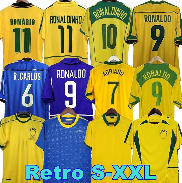 

1998 Brasil soccer jerseys 2002 retro shirts Carlos Romario Ronaldinho 2004 camisa de futebol 1994 BraziLS 2006 1982 RIVALDO ADRIANO JOELINTON 1988 2000 1957 2010, 1994 home jersey