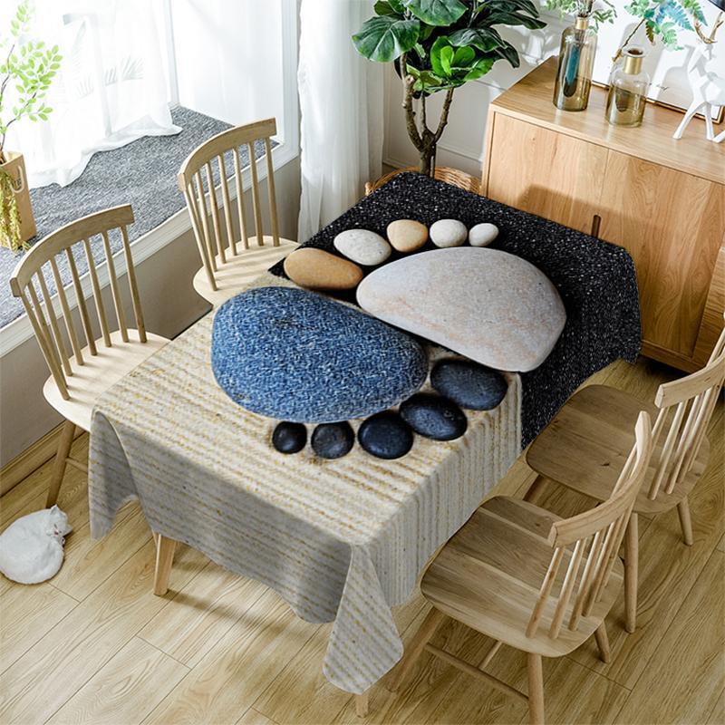 

Modern Simplicity Tablecloth Cartoon Stone Footprints Pattern Restaurant Table Cloth Washable Cotton Banquet Party Table Cover1, Style e