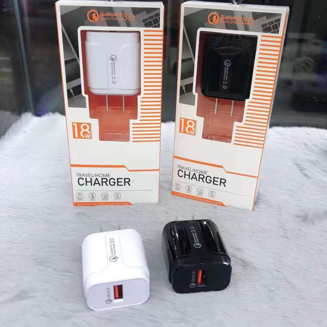 

Ac Dc 18w QC3.0 Fast Wall Charger Usb Port Power Adapter with Us Plug Quick Charging for IPhone Huawei Xiaomiao Phones
