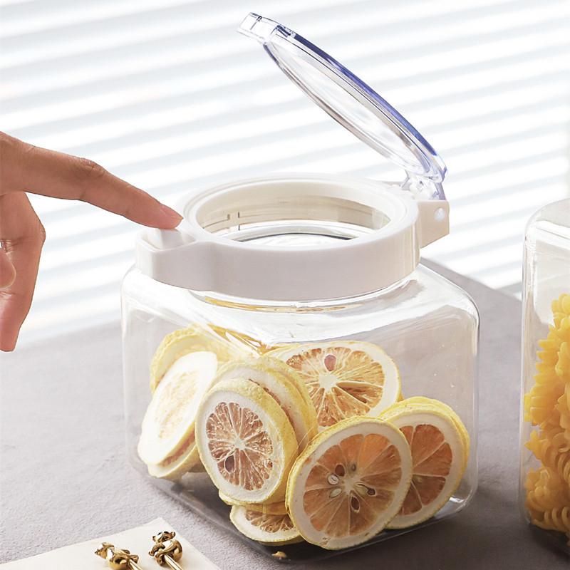 

Kitchen Transparent Sealed Jar Grain Storage Jars Spice Nuts Storage Plastic Container TB Sale