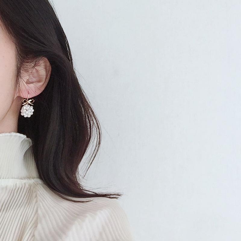 

14k Gold Plated Natural Freshwater Pearl Ball Bow Charm Wedding Vintage Elegant Drop Earrings Luxury Jewelry for Women Gift