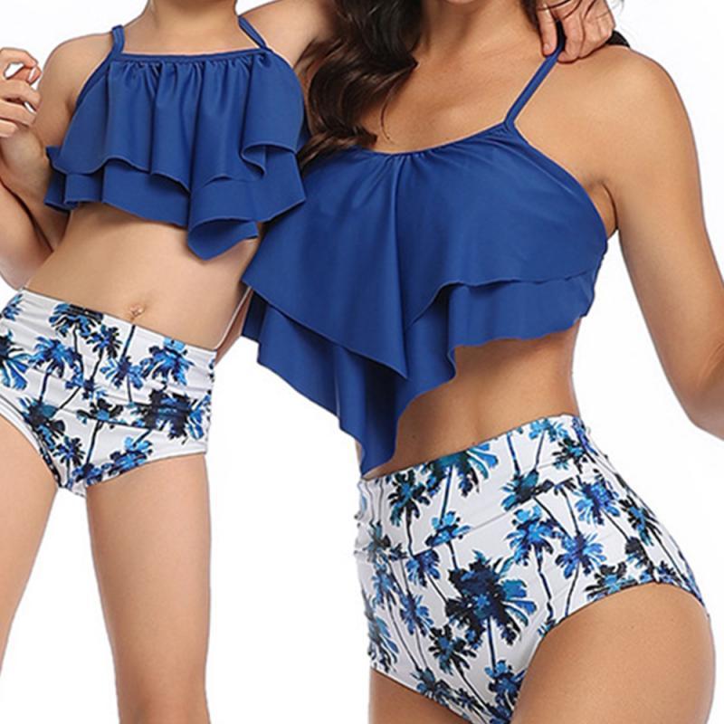 

Summer Girls Bikini Sets Padded Bra Bottoms Children Swimwear Swimsuit Set Bathing Suits parent-child swimwear Clothing Hot Y200910, 116