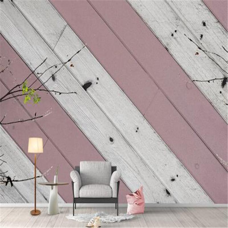 

Nordic Custom Mural Wallpapers Lines Wooden Planks Wall Murals Livingroom Wallpaper TV Background Home Decor Minimalistic Wall, As shown