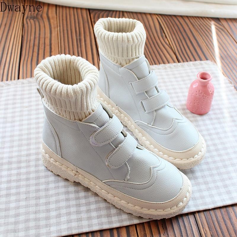 

Winter new art and art Mori flat boots short boots woolen mouth warm comfortable cotton shoes women1, Black