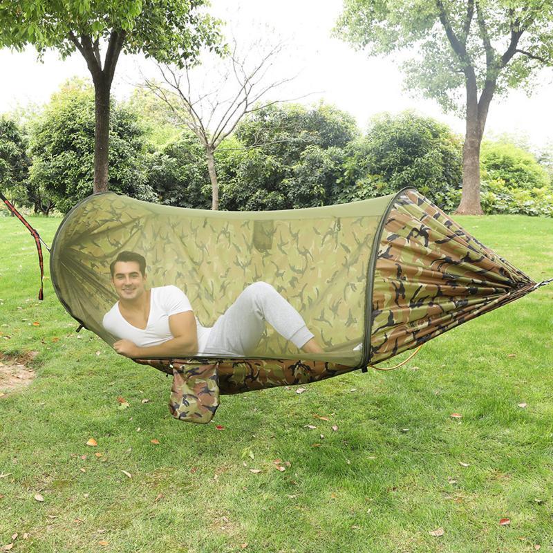 

Camping Hammock with Tree Straps Portable Folding Outdoor Garden Home Hammock with Mosquito Net 114.2x55.12inch1