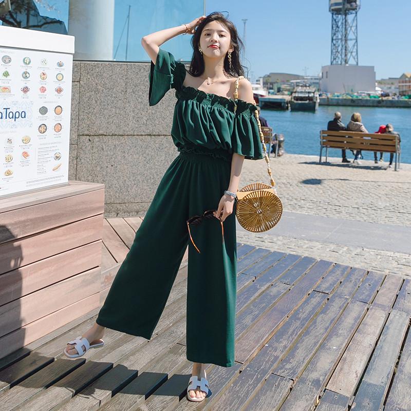 

Spring Women Sets Summer Women Two piece outfits Ruffles Off Shoulder Short Sleeve Tops and Pants Summer Elegant Set, Red