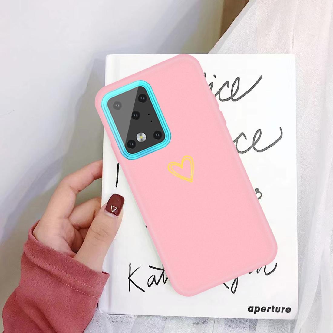 

For Galaxy S20 Ultra Golden Love Heart Pattern Frosted TPU Protective Case