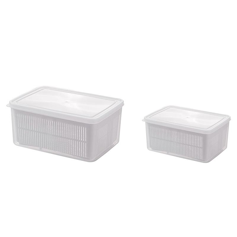 

Double Tier Storage Box Household Refrigerator Fruit Vegetable Sealed Crisper Drain Storage Boxes