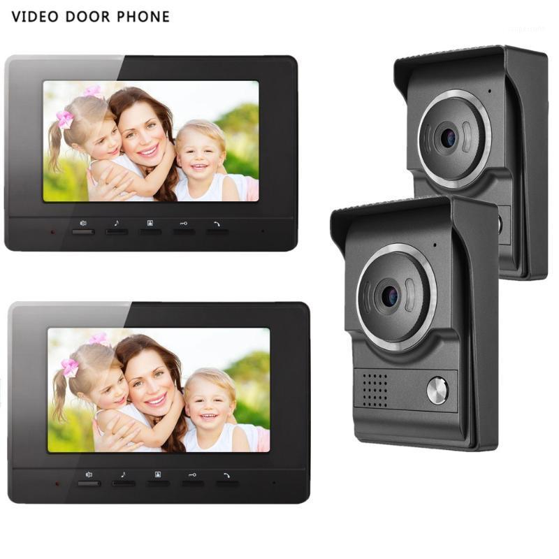 

video door phone intercom system 7inch tft lcd screen night vision two outdoor camera two monitors video door phone for villa1