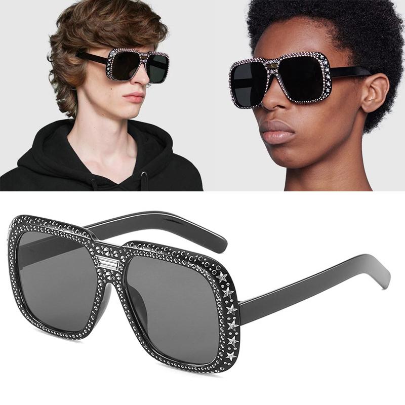 

New trend big frame imitation diamond woman sunglasses men personality imitation point diamond star jelly sunglasses oculos
