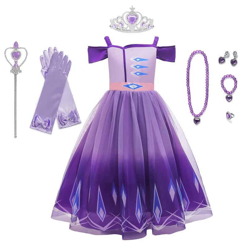 

Snow Queen 2 Purple Girls Dress Off Shoulder Halloween Costume Child Christmas Children Gowns Infant Chrismas Kids Holiday, Dress 1