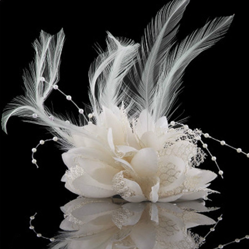 

Bridal Forehead Pieces Feather Lace Pearl Fascinators Hats Bridesmaid Hand Wrist Girl Bracelet Bridal Wristband Corsage Hair Accessories