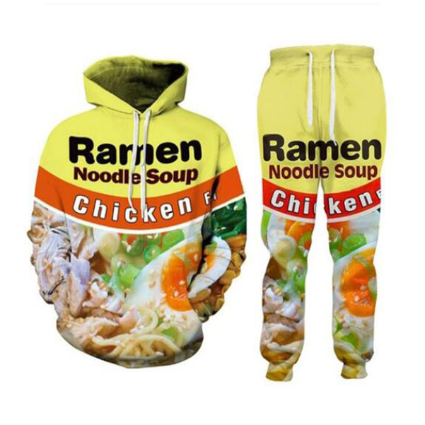 

New Men/Womens Ramen Noodle Soup Funny 3D Print Fashion Tracksuits Hip Hop Pants + Hoodies MH061, As shown 1