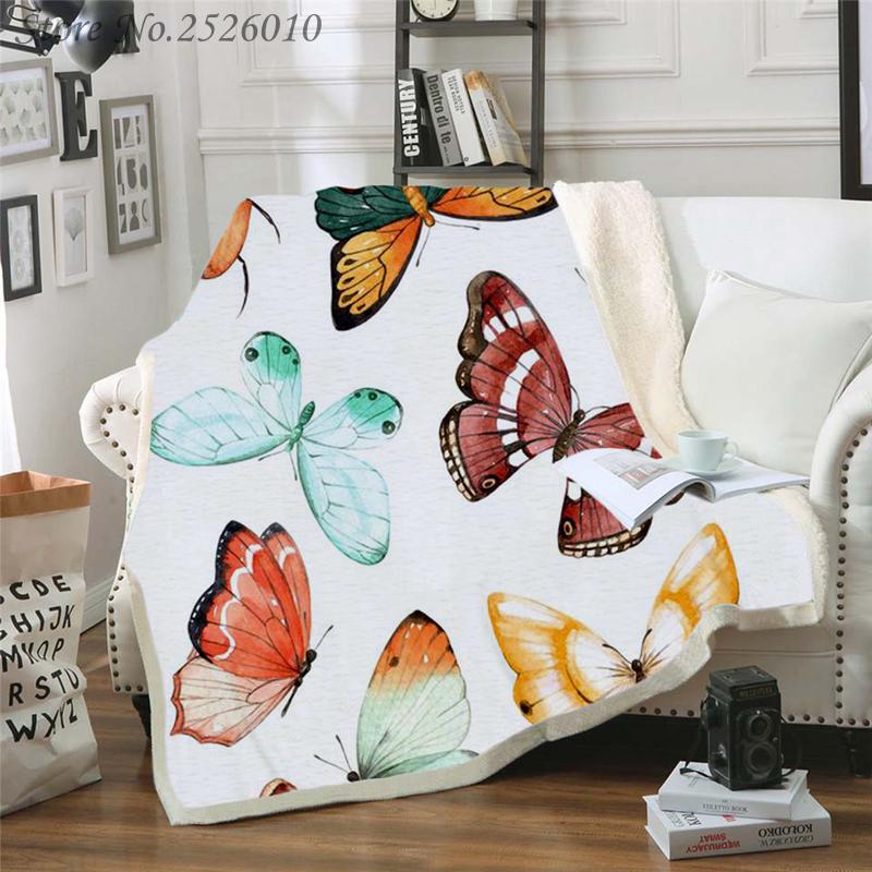 

Throw Blanket Butterfly 3D Velvet Plush Blanket Bedspread for Kids Girls Sherpa Couch Quilt Cover Travel 03