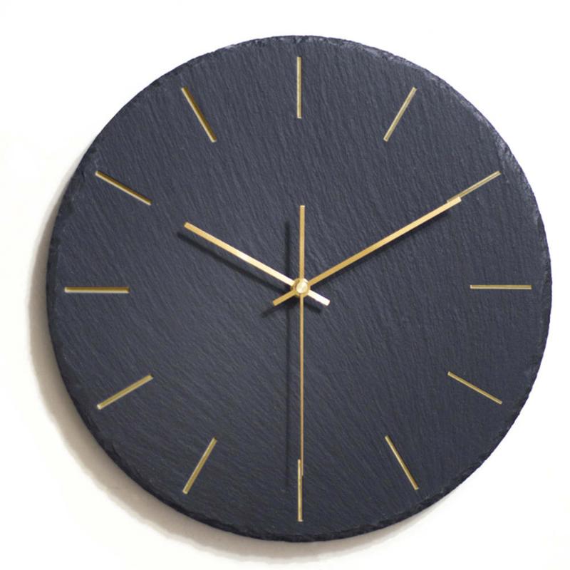 

12 Inch Creative Slate Wall Clocks Ins Simple Black Rock Wall Clock Living Room Modern Art Decor 10 inch Hang Clock