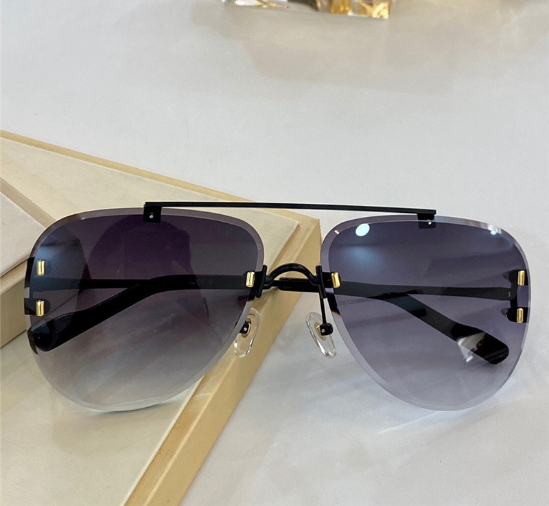 

New fashion designer men sunglasses 0267 metal pilot Rimless glasses Lens cutting design Outdoor business style UV400 protection with case