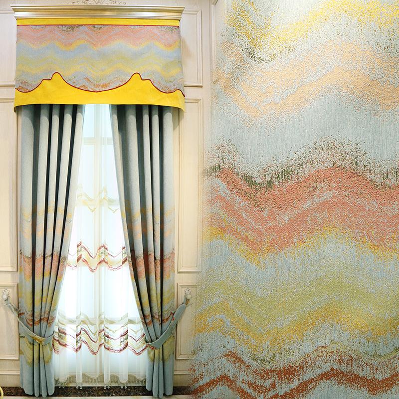 

Postmodern High-grade Chenille Jacquard Curtain Finished Simple Neo-classical Curtain For Living Room And Bedroom, Tulle