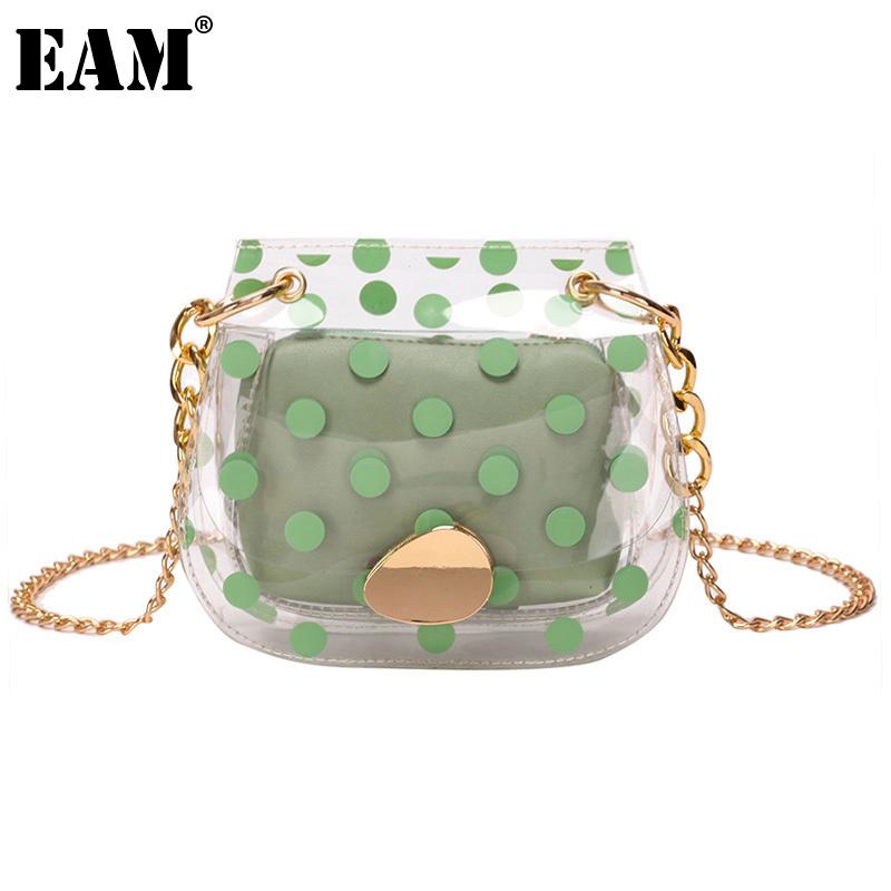 

[EAM] Women New Metal Chains Transparent Mini Cute Personality All-match Crossbody Shoulder Bag Fashion Tide 2021 18A167506, Green