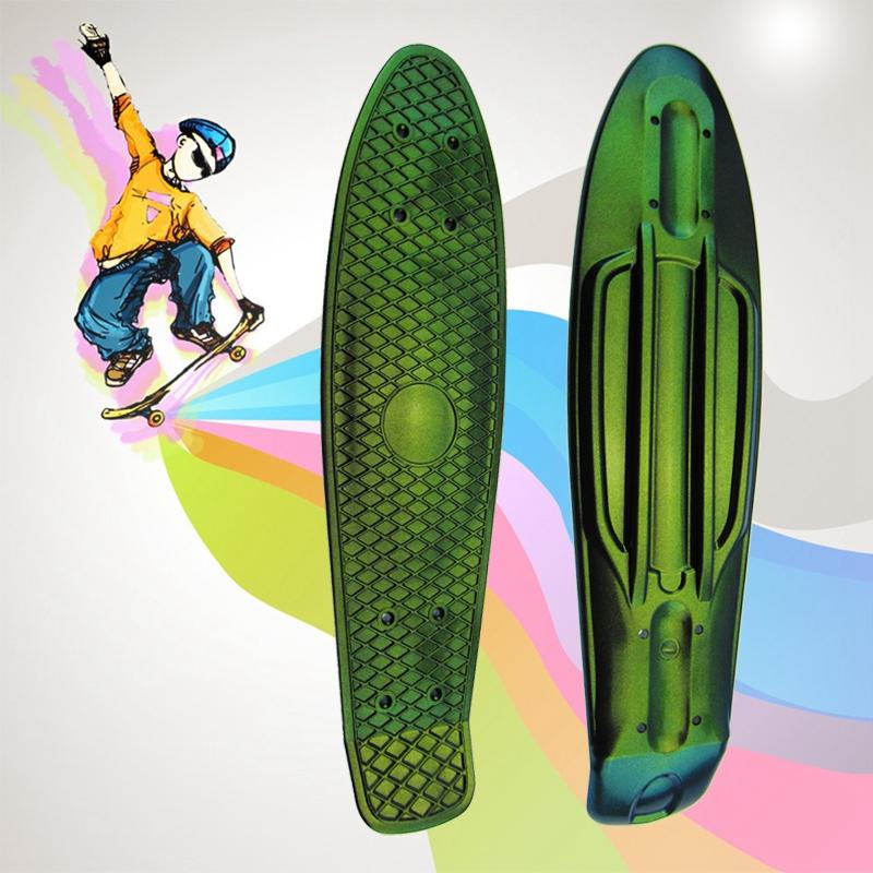 

22 Inch Children Teenagers Fish Board Cruiser Skate Board PP Non-Slip Scooters Retro Printed SkateBoard, As pic