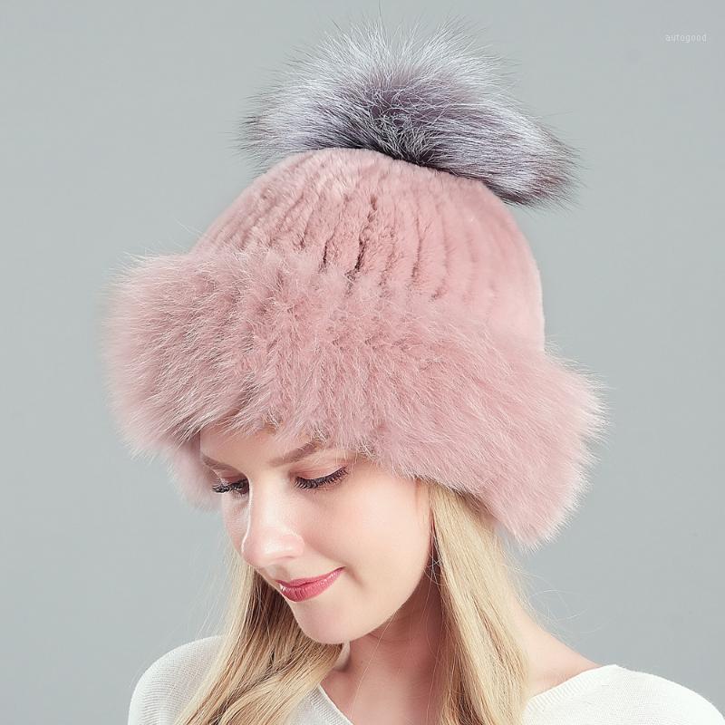 

Beanie/Skull Caps Hat Women's Rex Hair Knitted Pompom A Winter Girls Natural Fur Warm Fluffy Headgear Stylish Fashionable Cap1, Color5