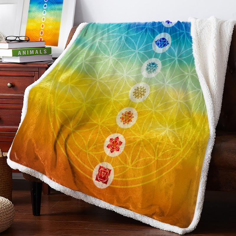 

Circle Flower Geometry Lotus Fleece Blanket Warm Cashmere Blanket Office Sofa Supplies Blankets for Beds