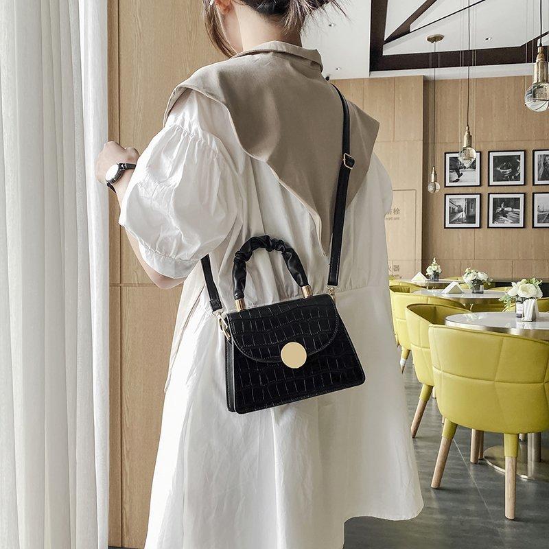 

2021 Fashion Small Solid Colors Shoulder Bag Pattern Leather Crossbody Bags For Women Female Handbags And Purses With Handle New, Black