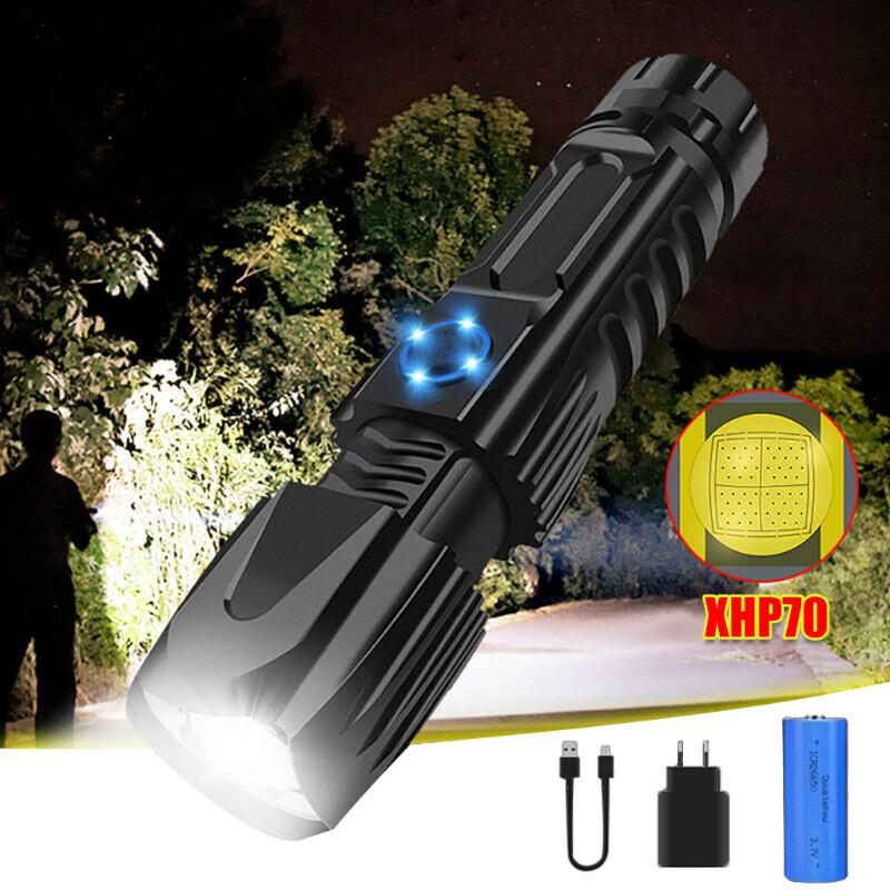 

Powerful 1000 Meters Xhp90 Led Zoomable Usb Rechargeable 26650 Torch 5 Modes