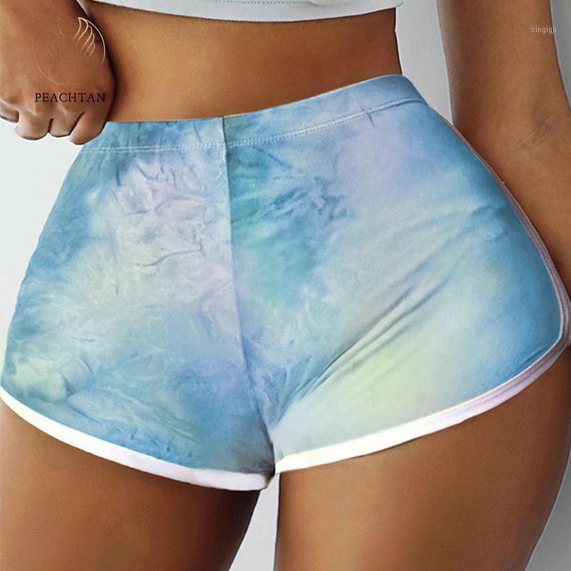 

Peachtan Sexy yoga shorts Tie dye sportswear Push up fitness short legging High waist gym sportswear String bathing suit women1, X20bt1210-1