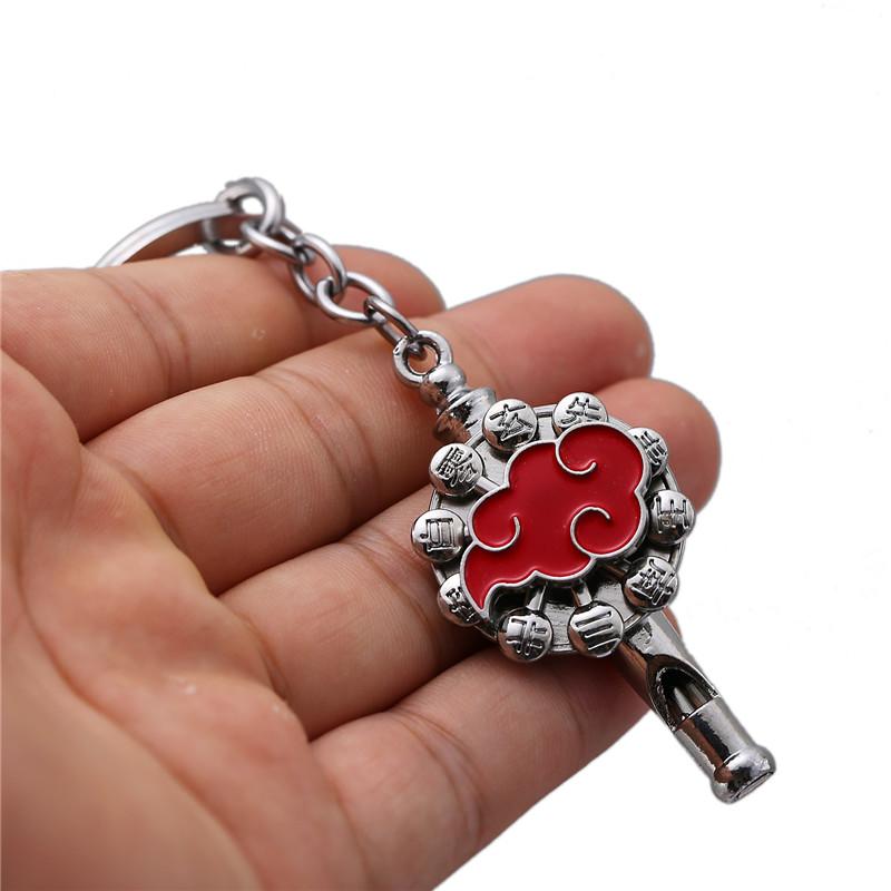 

HSIC NARUTO Keychain Akatsuki Cloud Rotatable Key Chains Itachi Uchiha Whistle Alloy Key Chain Ring Pendant Anime Jewelry HC1237