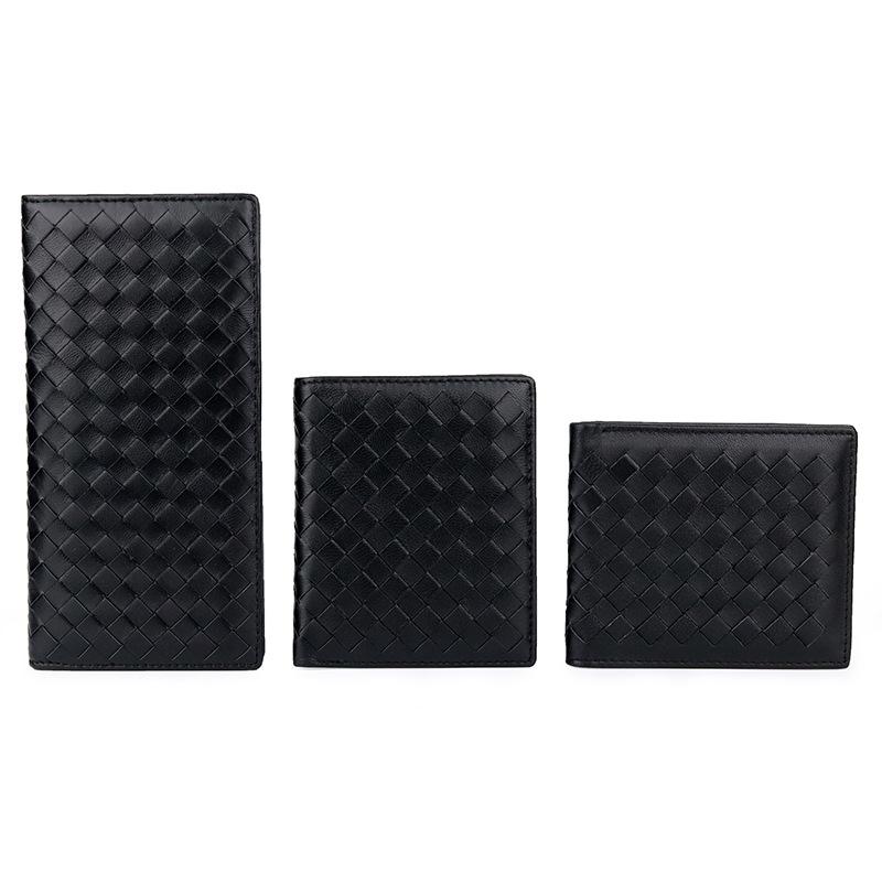 

Wallets Sheepskin Card Holder Hand Woven Pattern Series Double Fold Wallet, Red;black